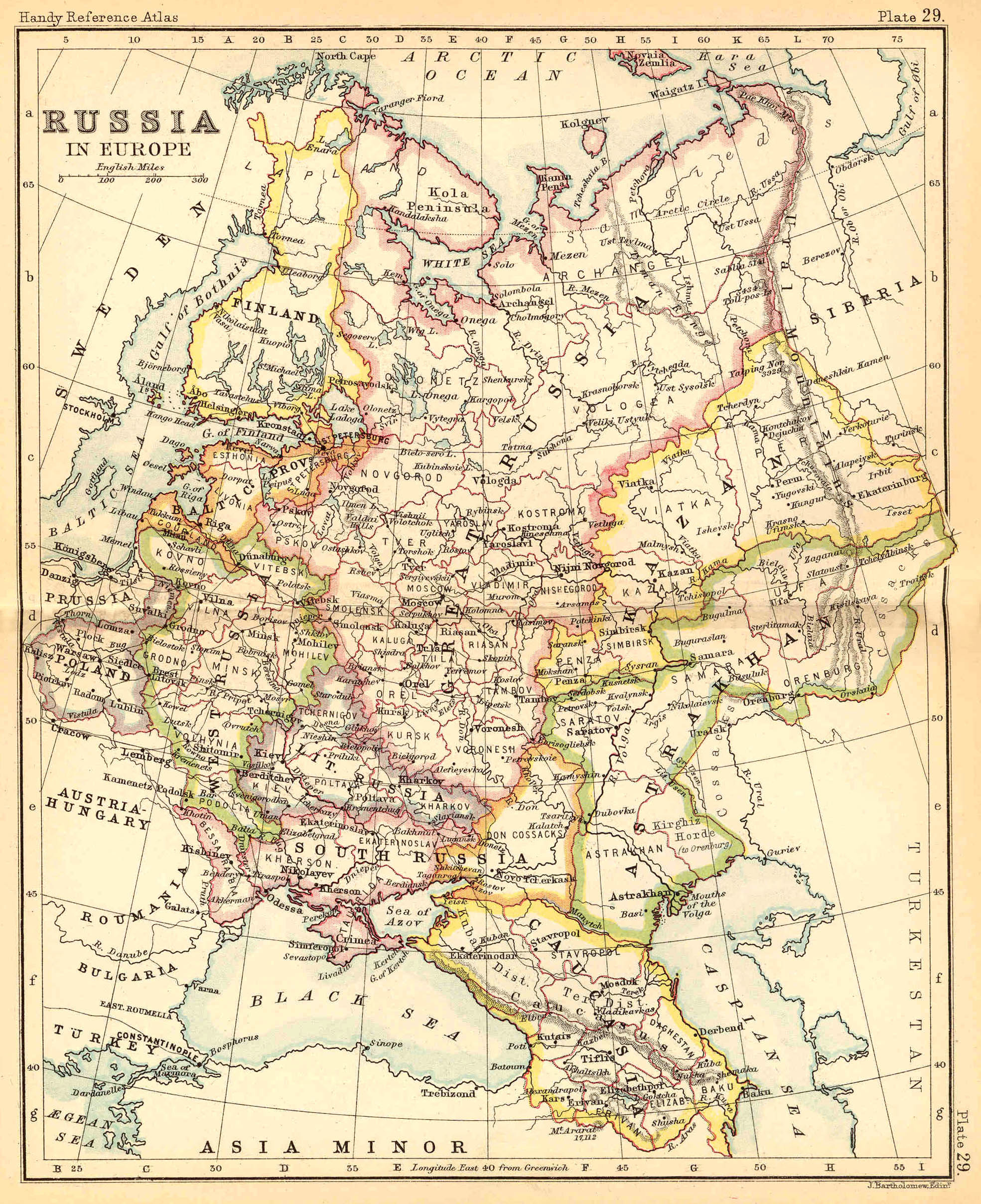 Карта европейской части российской империи 1914 года с губерниями